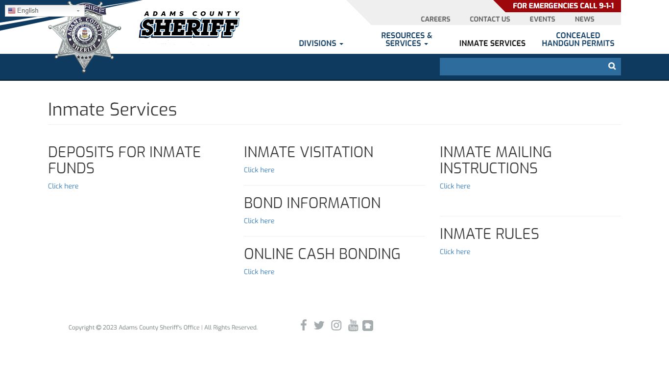 Inmate Services | Adams County Sheriff's Office